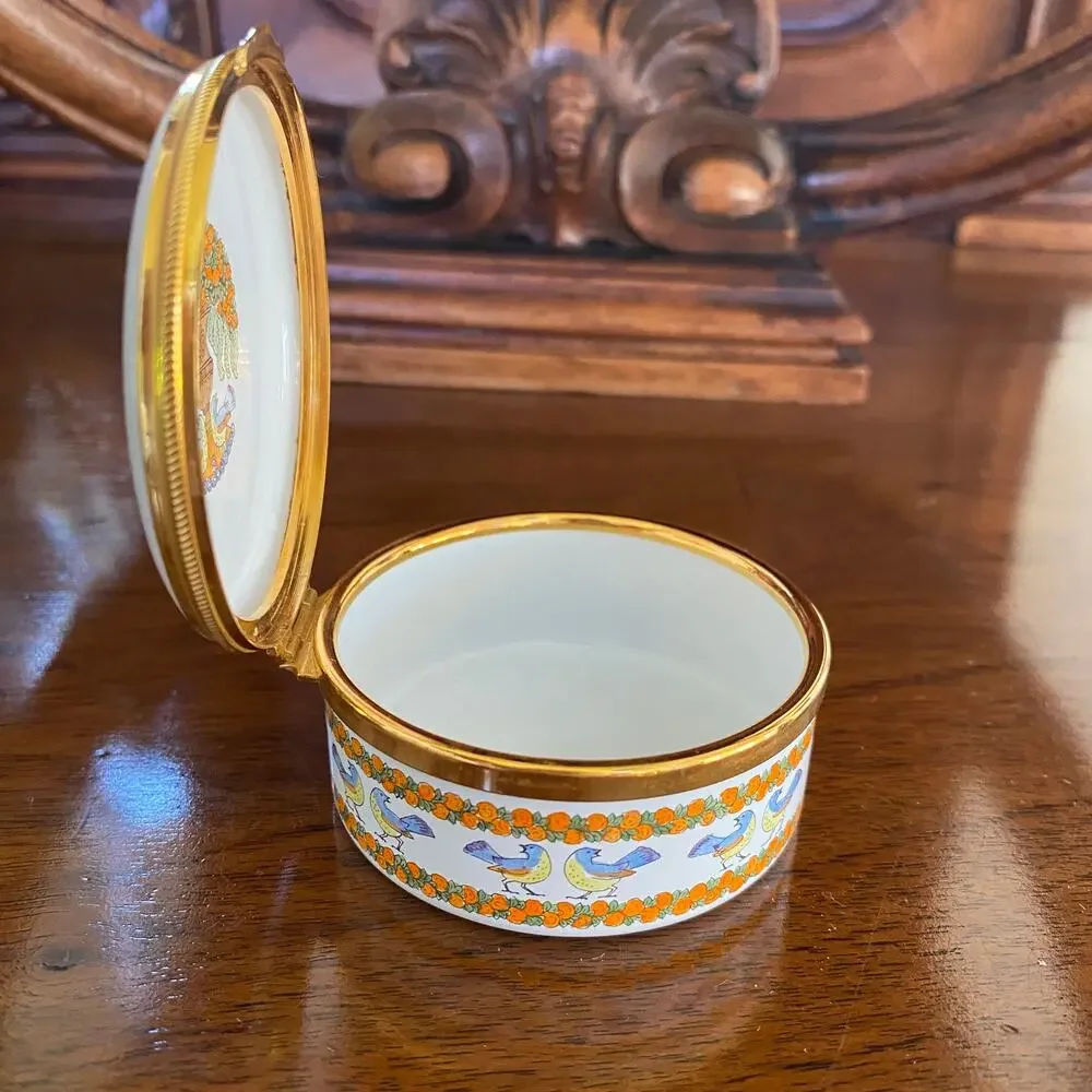 Staffordshire Enamels England God's Garden Floral Trinket Pill Box Vintage